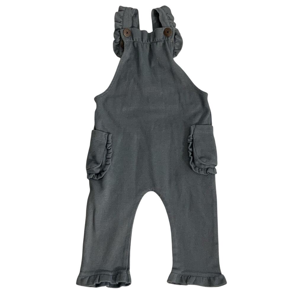 Milkbarn Ruffle Overalls made from organic denim size 12-18 mo